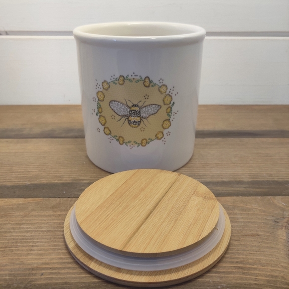 Yellow Floral Wreath & Bee Canister With Lid - Picture 2 of 8